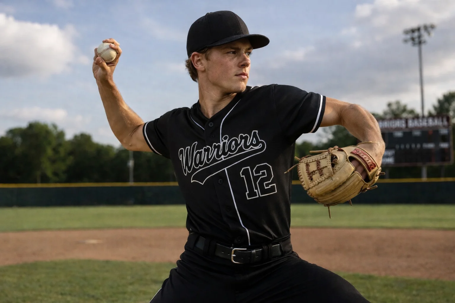 Baseball pitcher throwing from the mound